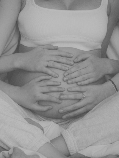Hands on pregnant belly